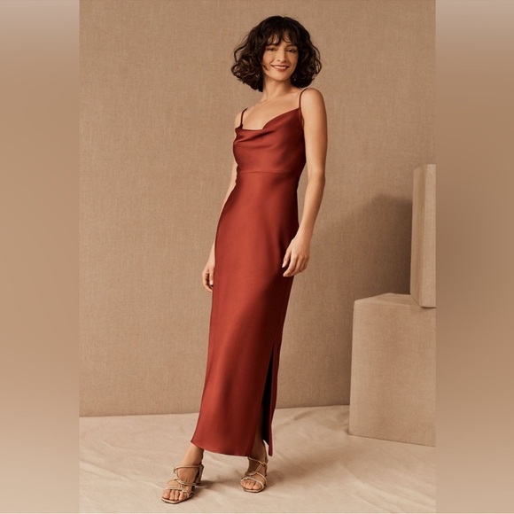 BHLDN Dresses & Skirts - BHLDN Anthropology Rust Spaghetti Strap Midi Dress